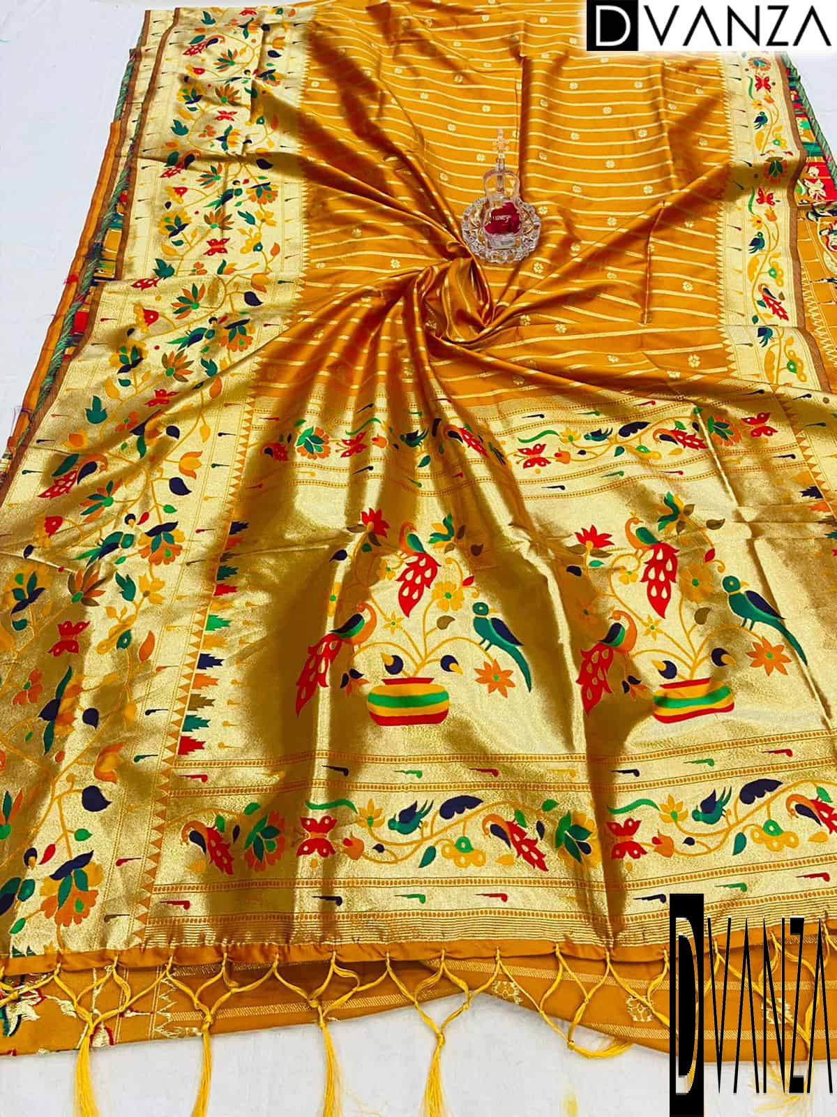 Mustard Pethani silk Saree for Marriage Function DVZ0003565