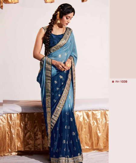 NAVY BLUE Weightless Georgette Fancy Border Saree dvz0003558