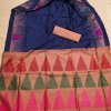 Navy Blue Handloom Raw Silk Saree DV438