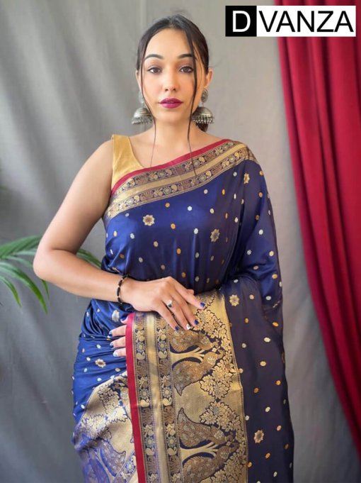 Navy Blue Soft Kanchipuram Silk Saree dvz0003369-3