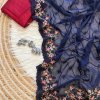 Blue saree with Embroidery work