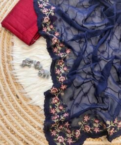 Blue saree with Embroidery work