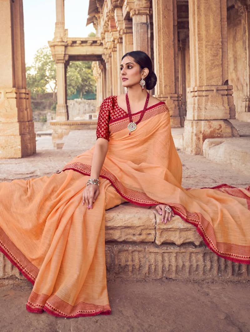 Orange Branded Soft Linen silk Traditional saree dvz0001788-3