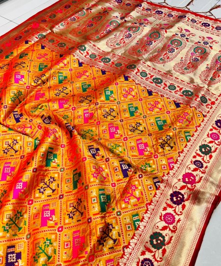 Orange Party wear Patola silk Saree DVZ0003982