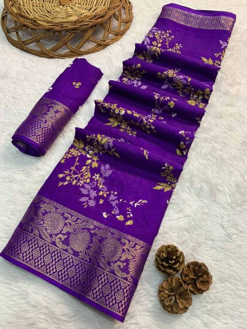 PURPLE Party wear Dola Silk Saree DVZ0003988