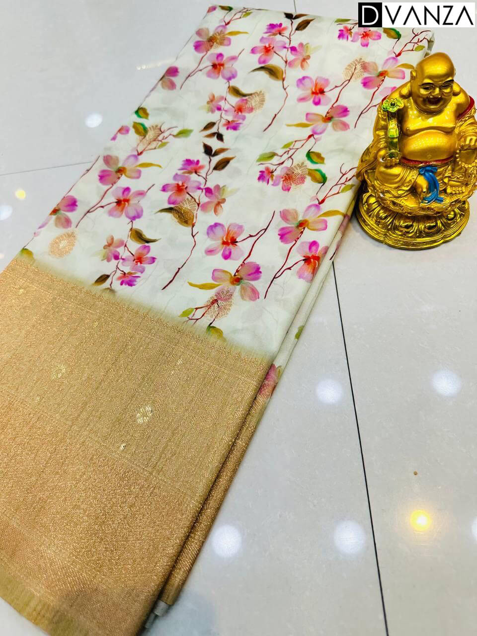 Party wear Digital Printed Silk Woven Saree with floral design