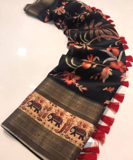 Party wear Kanchipuram Saree with Digital Print DVZ0003504