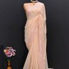 Peach Embroidered Georgette Designer Saree dvz0003759