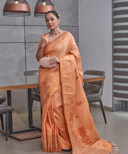 Peach Saree at dvanza DVZ0003738