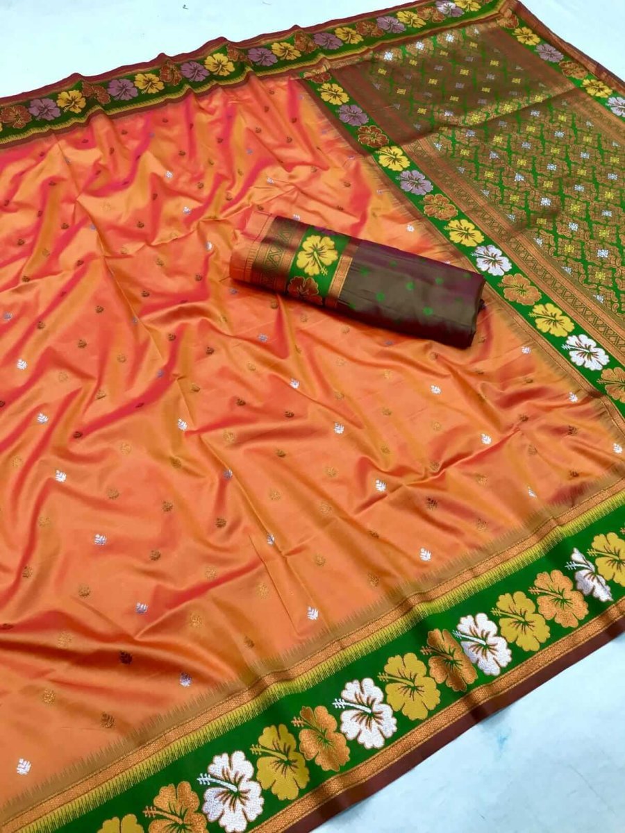Peach Trendy Silk Woven Saree DV435
