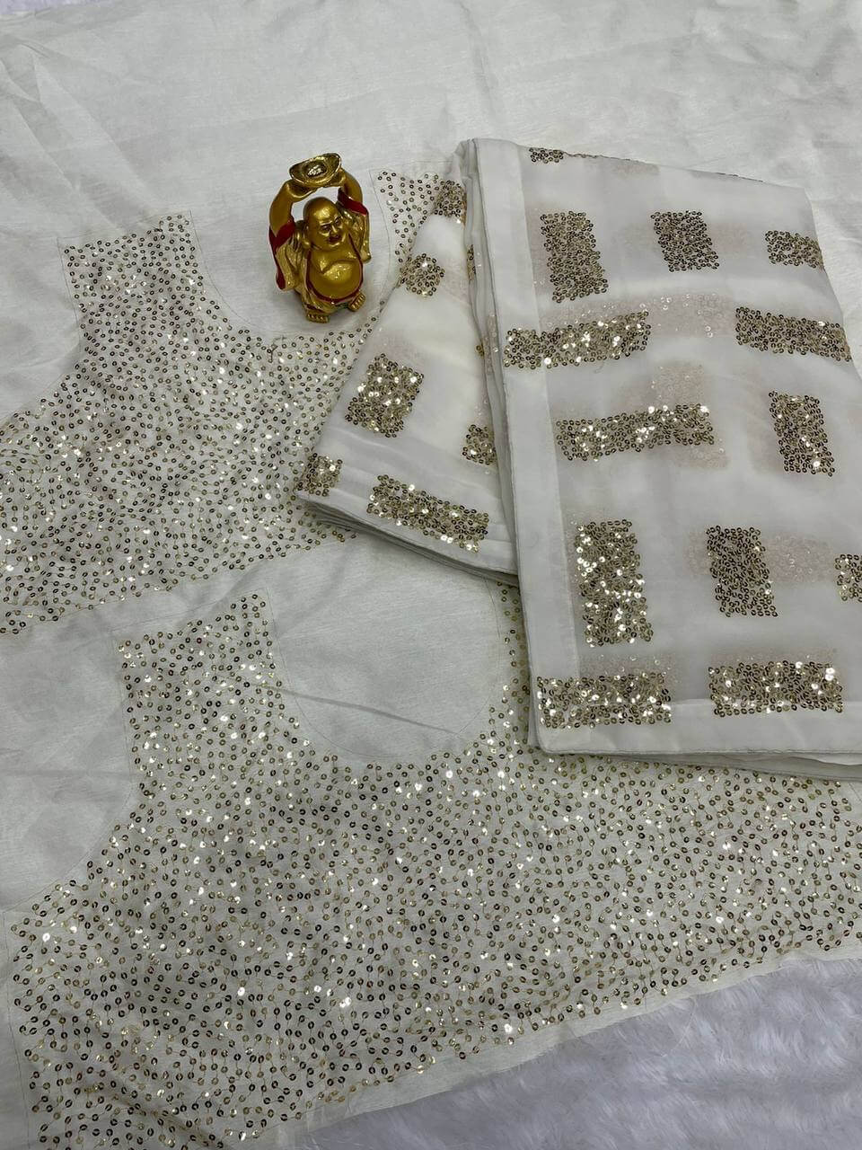 Perfect Box Sequin Saree in Off white color dvz0003545 -5