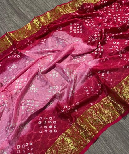 Pink Bandhani Print Saree DVZ0003978-2