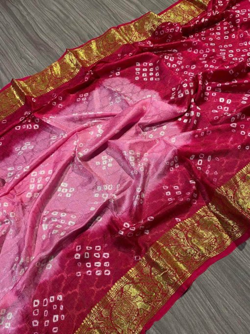 Pink Bandhani Print Saree DVZ0003978-2