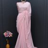 Pink Embroidered Georgette Designer Saree dvz0003759