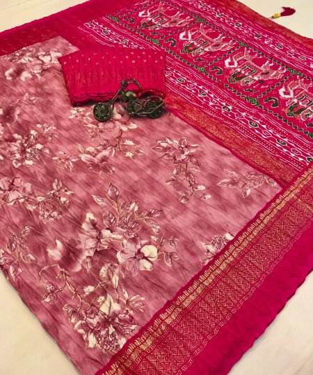 Pink Foil Patola Printed Party wear Saree DVZ0003968