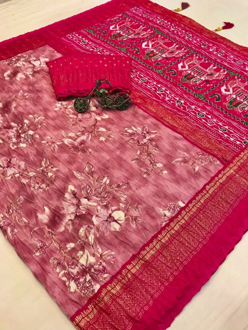 Pink Foil Patola Printed Party wear Saree DVZ0003968