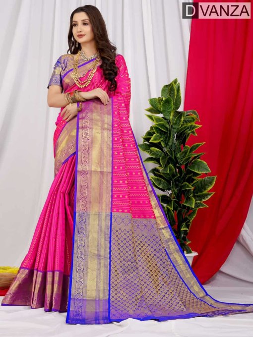 Pink Kanchipuram Pure Silk Saree dvz0003513