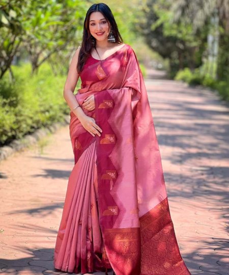 Pink Kanjivaram Banarasi Silk Saree DV407