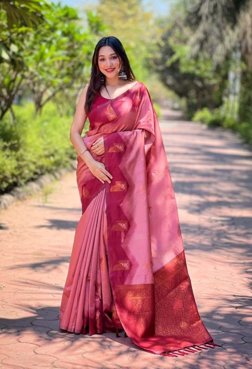 Pink Kanjivaram Banarasi Silk Saree DV407