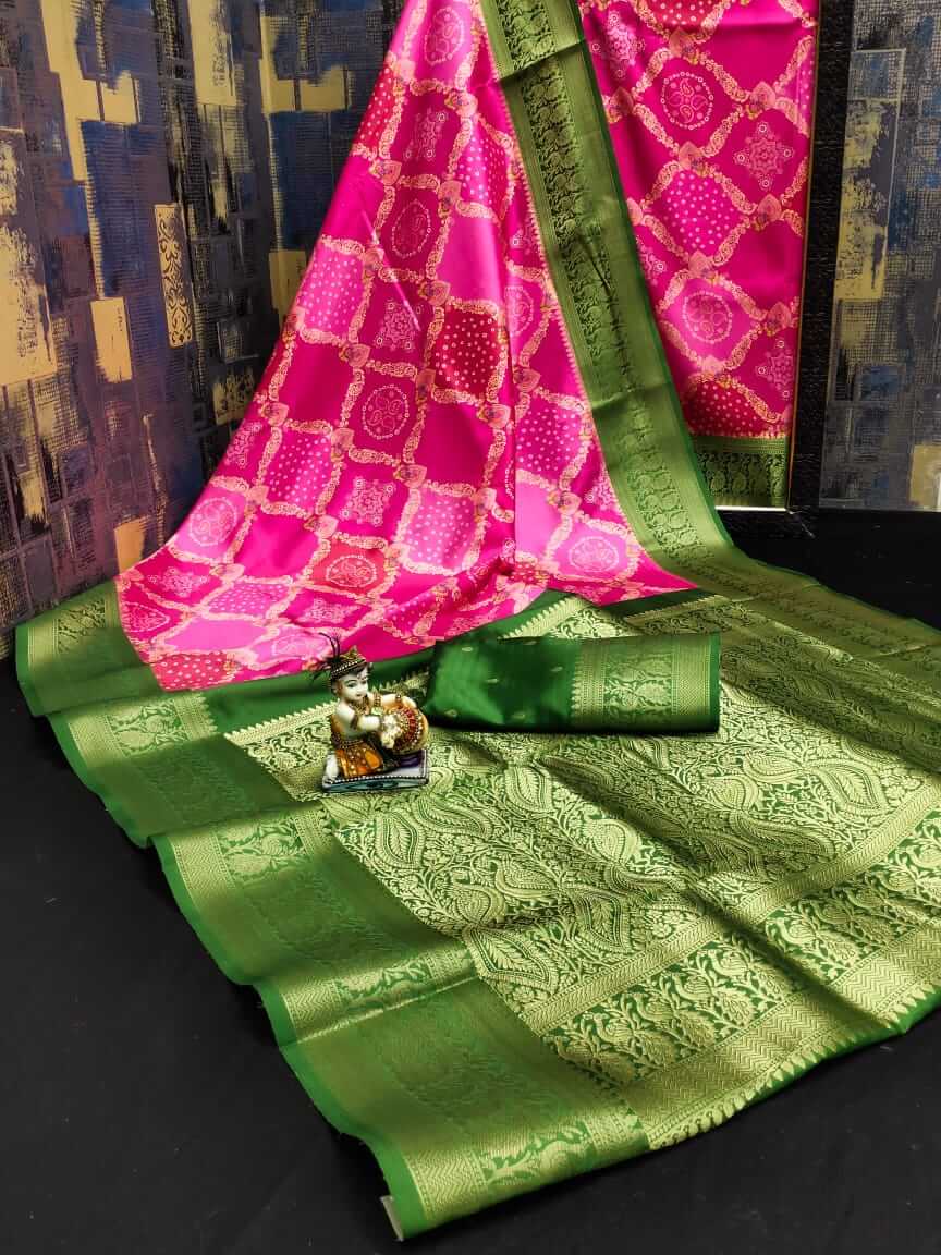 Pink Lichi silk Printed Woven saree online shopping DVZ0003995