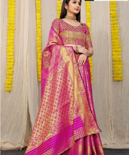 Pink Most Beautiful Lichi Silk Traditional woven Saree dvz0003527-2