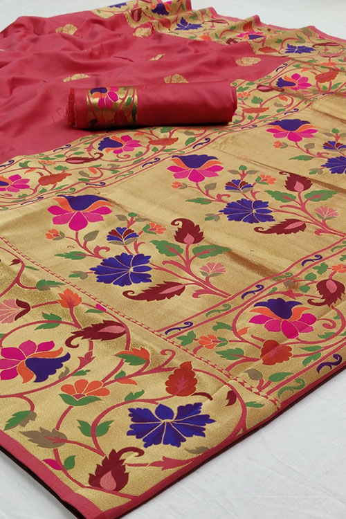 Pink Soft Paithini Silk saree dvz0001189