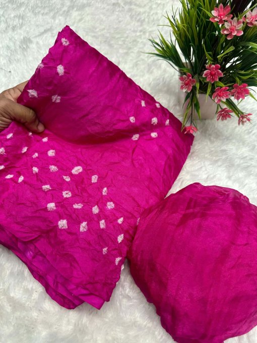 Pink Soft silk Bandhani saree DV421