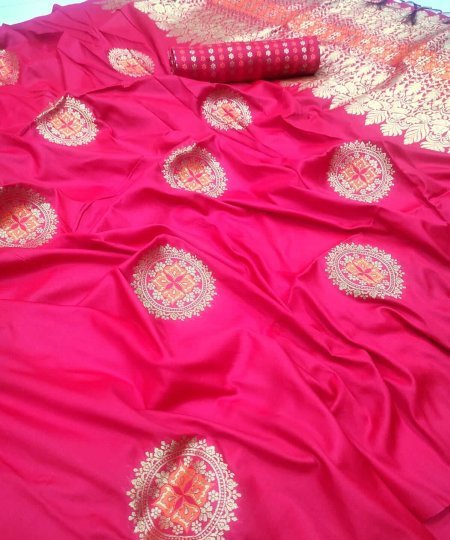 Pink Colour Soft silk woven Traditional saree for South indian womens