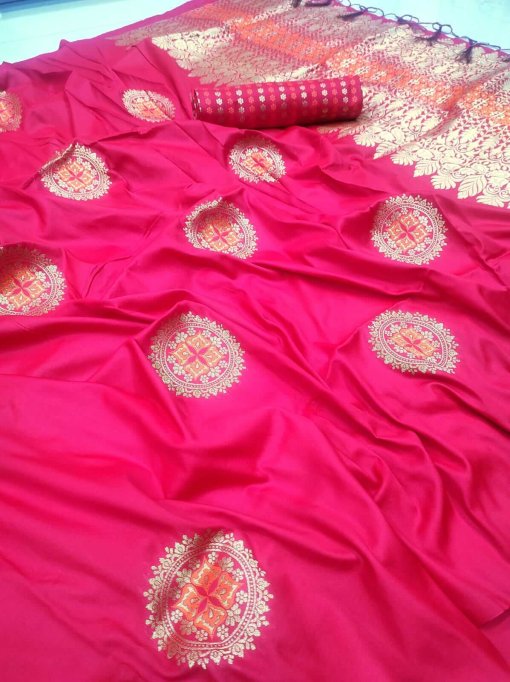 Pink Colour Soft silk woven Traditional saree for South indian womens