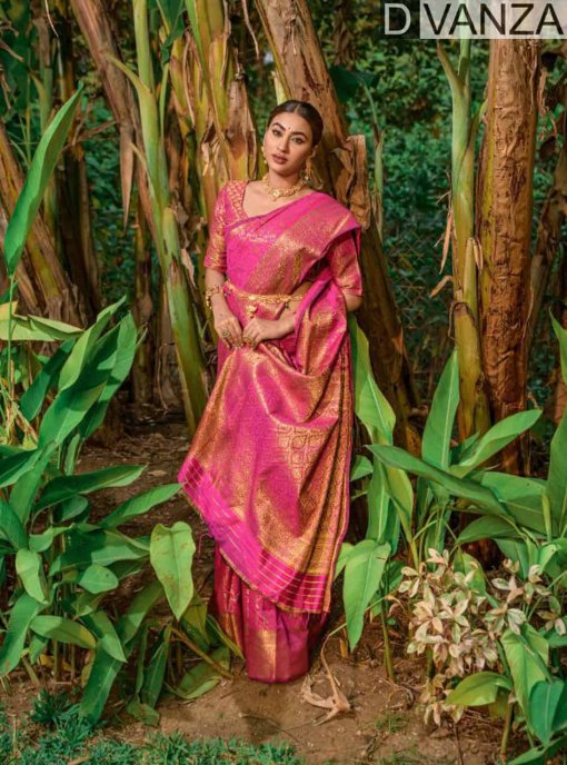 Pink Woven Design Zari Lichi Silk Saree DVZ0003515-2