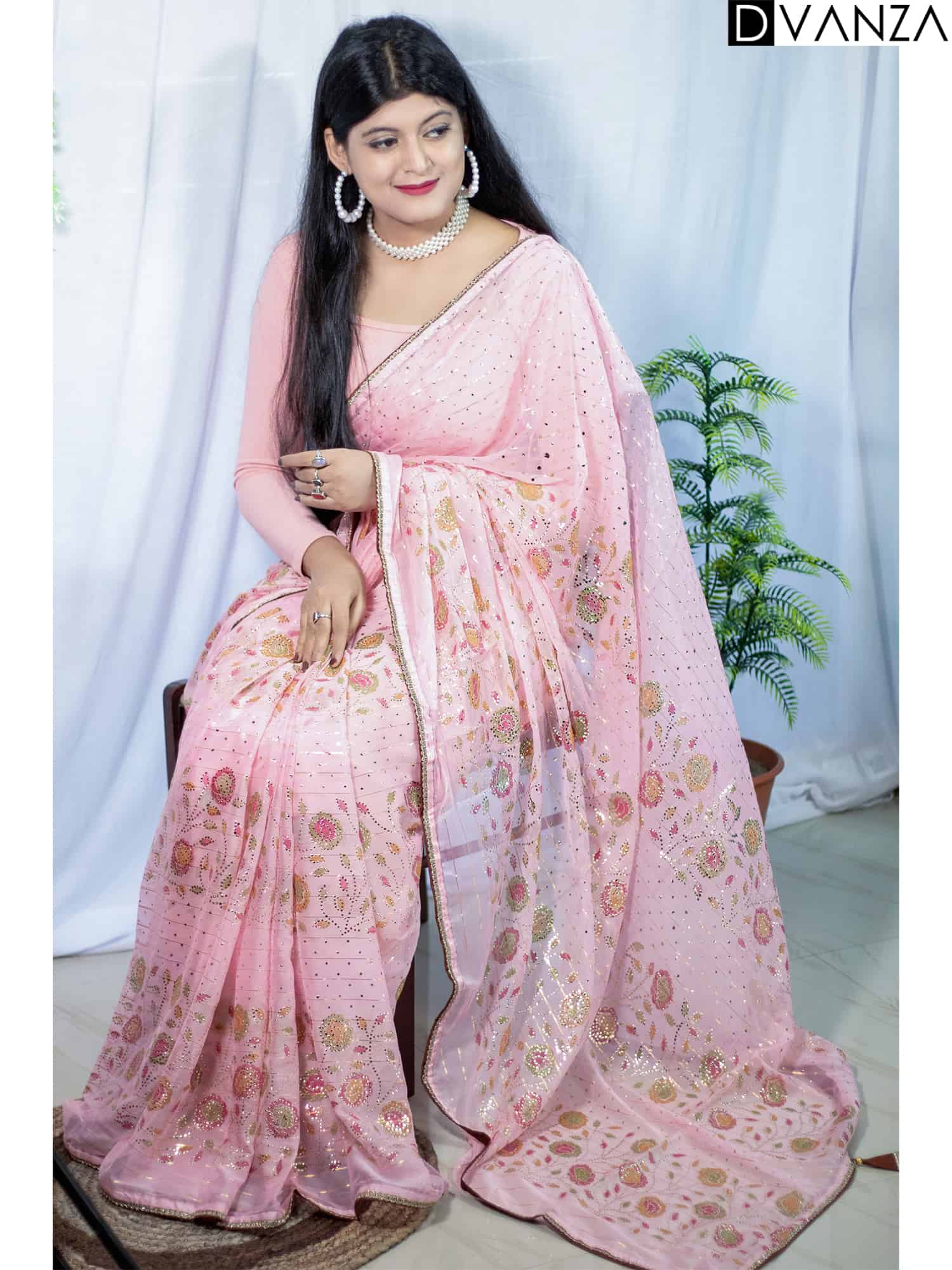 Pink color Designer Shimmer Silk saree dvz0003965-2