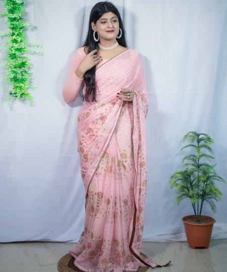 Pink color Designer Shimmer Silk saree dvz0003965