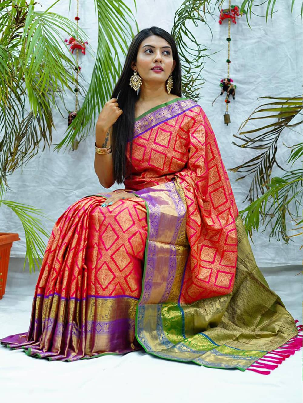 Pink kanjivaram soft silk sarees in india dvz0002092 - Dvanza