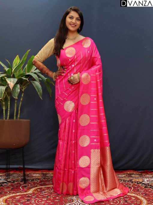 Pink silk Woven Traditional Saree dvz0003963