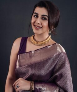 Premium Purple Banarasi Silk Saree DV433