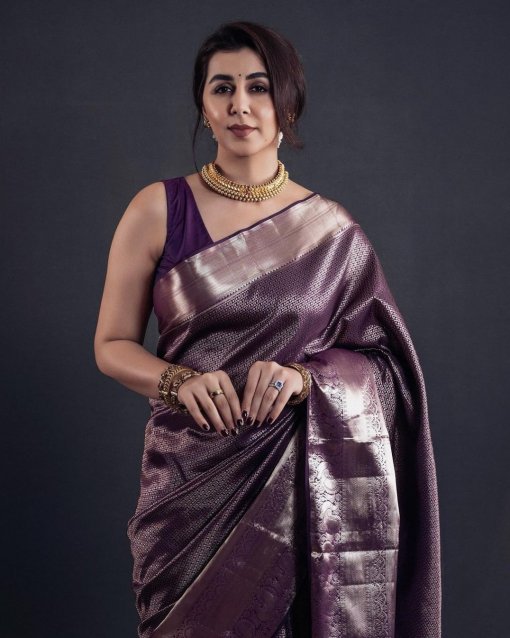 Premium Purple Banarasi Silk Saree DV433-3