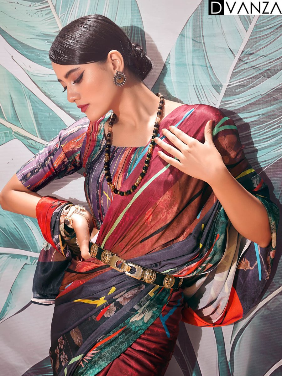 Printed Engagement Function Crepe Saree dvz0003833-2