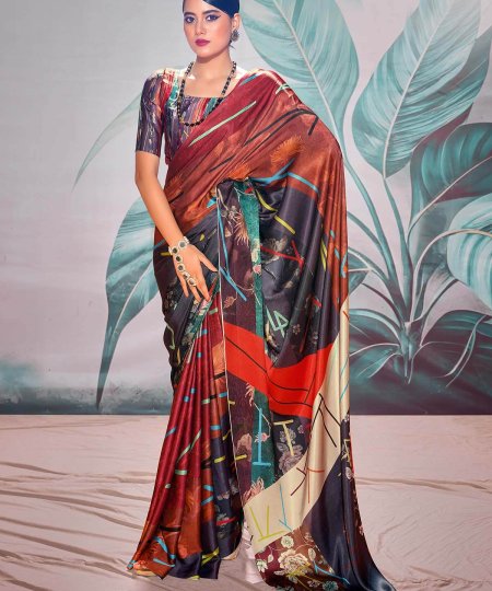 Printed Engagement Function Crepe Saree dvz0003833