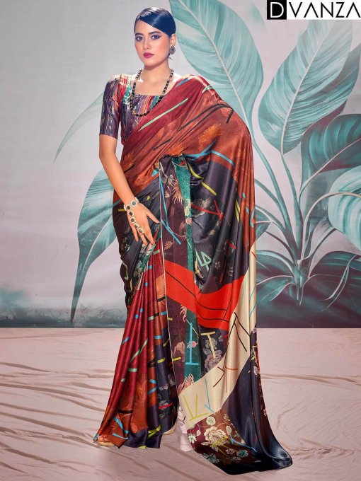 Printed Engagement Function Crepe Saree dvz0003833