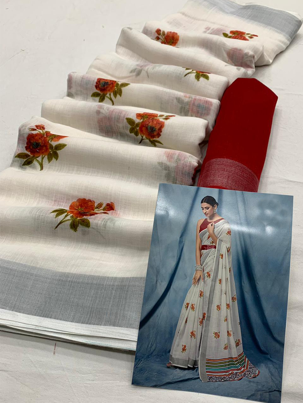 Pure Linen Printed saree Border dvz0002904