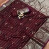 Pure jacquard brown saree with silver gold zari work saree dvz0001836