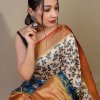 Pure kanchipuram saree with 3D kalamkari prints - dvz0003291