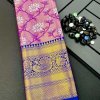 Purple Banarasi Silk Saree look for reception party DV405