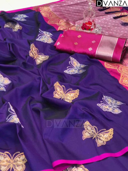 Purple Butterfly Woven saree DVZ0003564