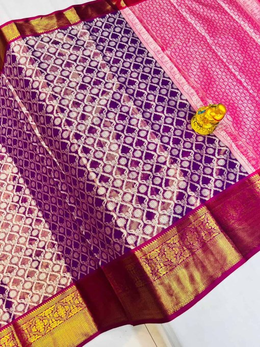 Purple Kanchipuram silk woven Traditional Saree DVZ0003516