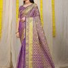 Purple Most Beautiful Lichi Silk Traditional woven Saree dvz0003527