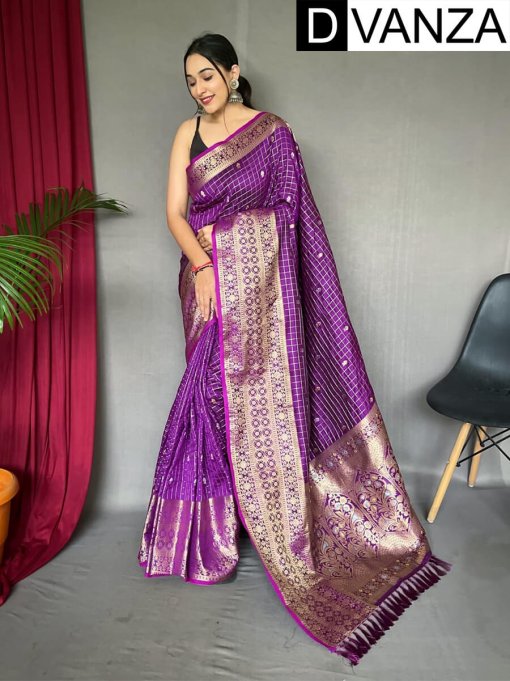 Purple Superb Antique Traditional SIlk woven saree dvz0003435