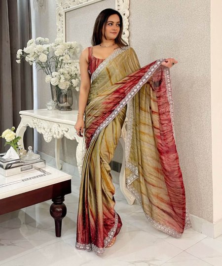 Rangoli silk Embroidered Sequence Saree DV401