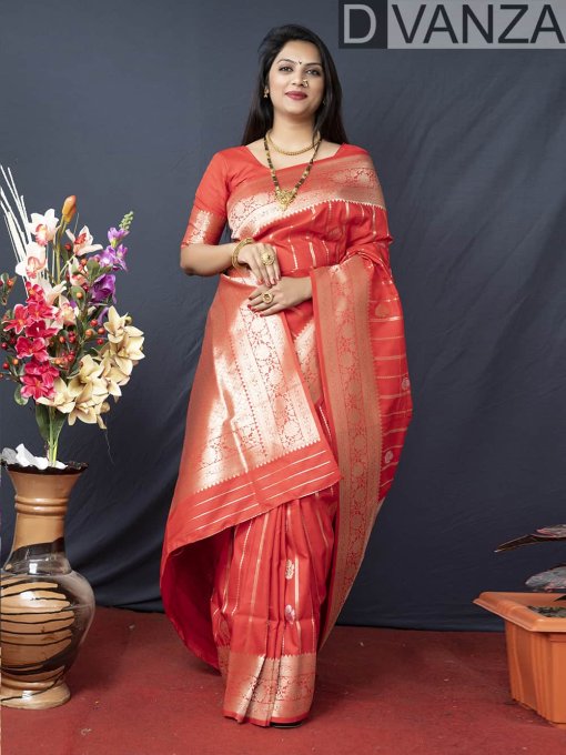 Red Banarasi Silk demanded Saree online dvz0003520