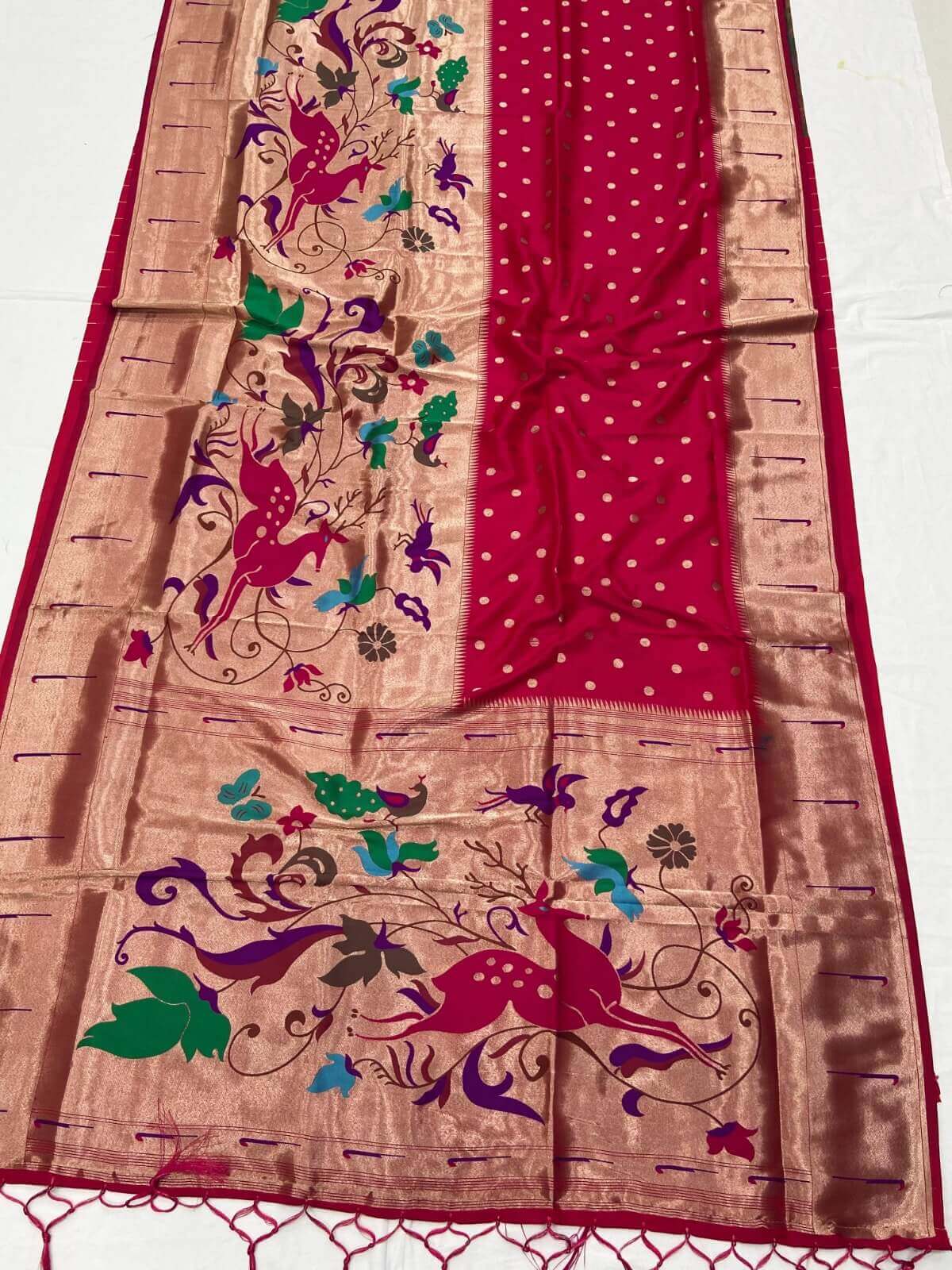 Red Kanchipuram Pethani Silk Saree DV406-2